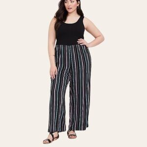 Torrid Challis Jumpsuit Stripes Wide Leg
